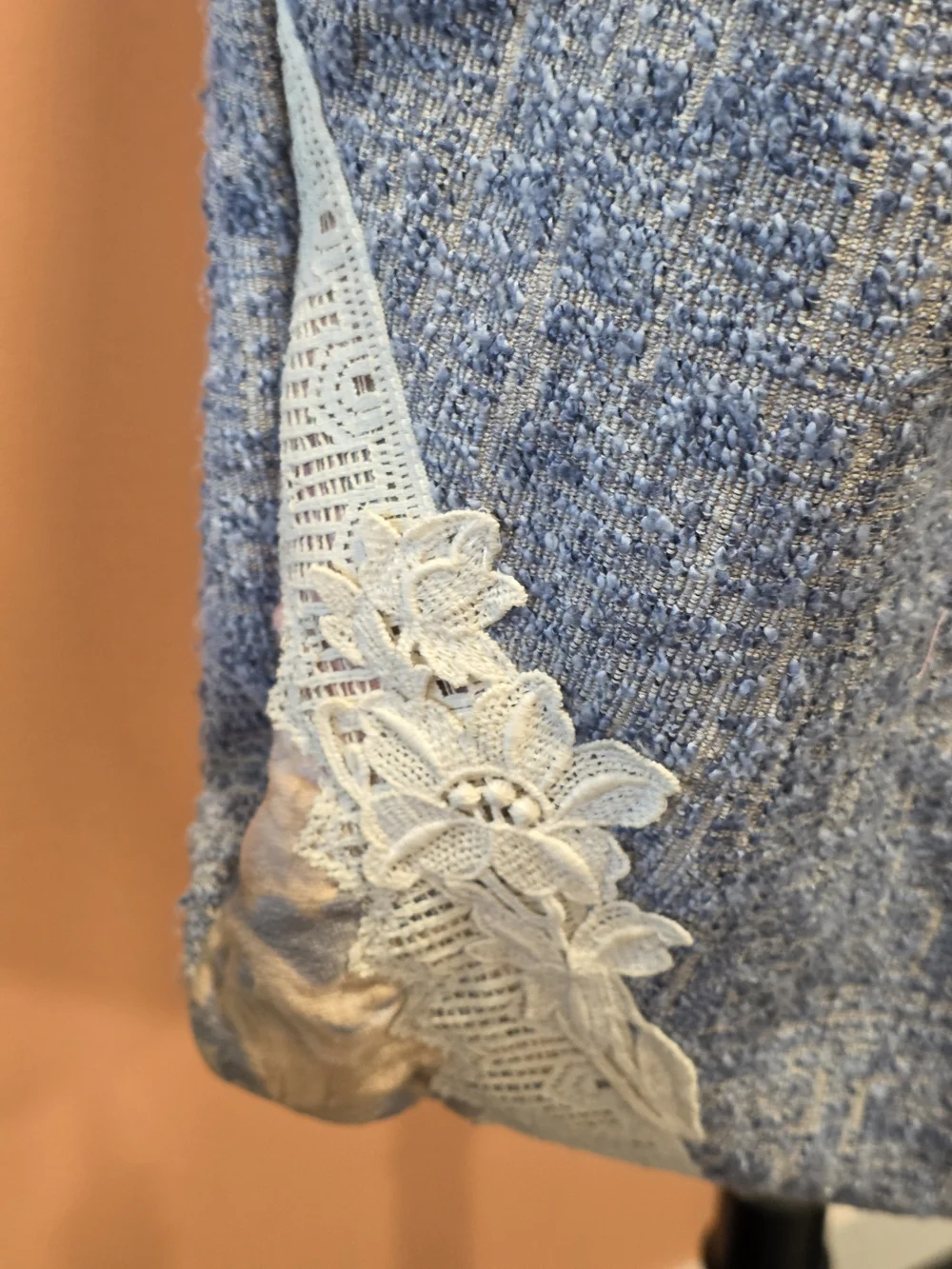 Handmade Patchwork Boho Embroidered Tote Shoulder Bag - Blue Cottagecore